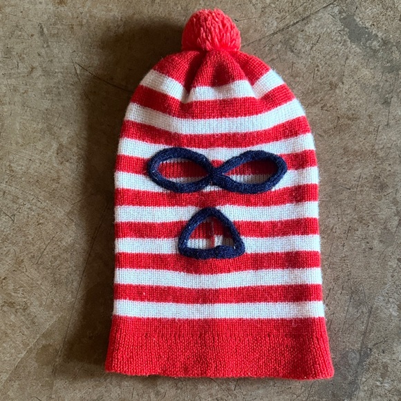 Vintage Other - Vintage 70s Striped Red and White Balaclava face mask